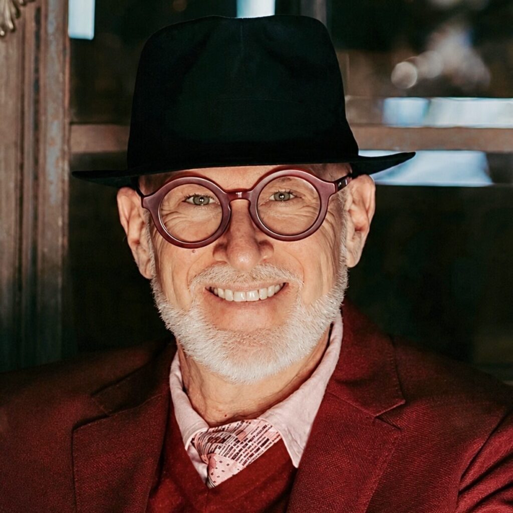 Portrait of a Central Texas REALTOR® wearing a black hat and red jacket