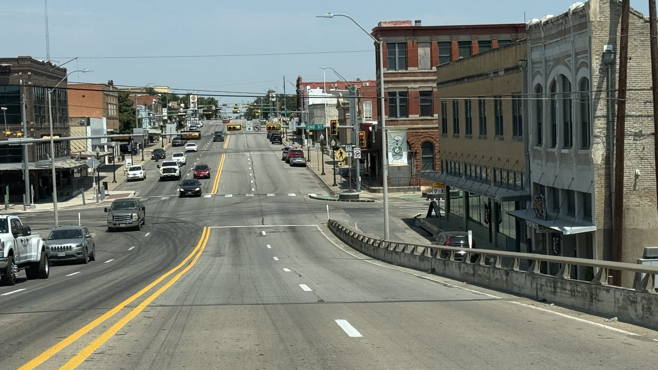 Downtown Taylor, Texas, with historic buildings along the central business district.